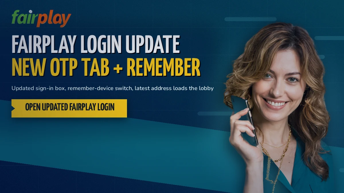 Cricket fan holding a phone open on the updated FairPlay sign-in screen with the new OTP tab