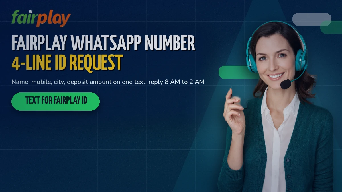 Support agent with a headset holding a phone that shows the FairPlay text desk chat for new IDs